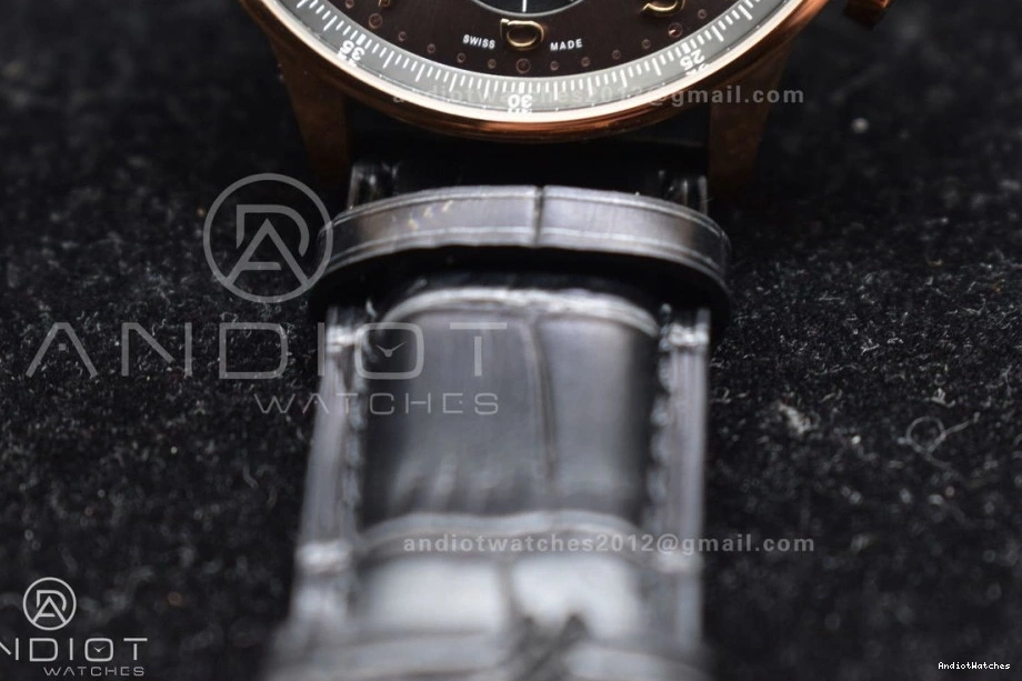 Black as Chrono Edition A7750 Portuguese Genuine) 1:1 ZF 444 Best Practical Thickness on Leather IW371482 (Same Strap 1031